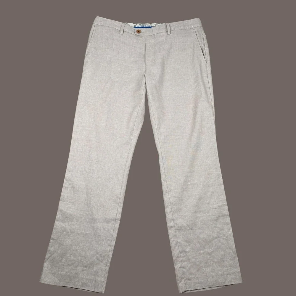 Tommy Bahama Pants Mens 34x30 Beige Linen Blend Chino Summer Travel Casual